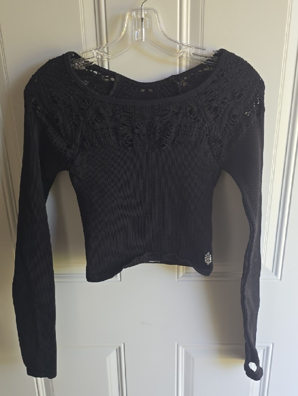 FP Movement by Free People Black Crop Top with White Logo